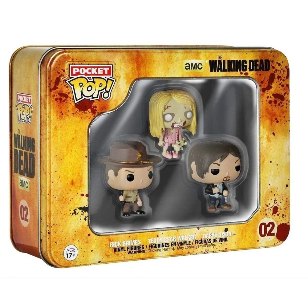 Funko Pocket Pop! The Walking Dead: 3-Pack Vinyl Figures Tin Rick Daryl New
